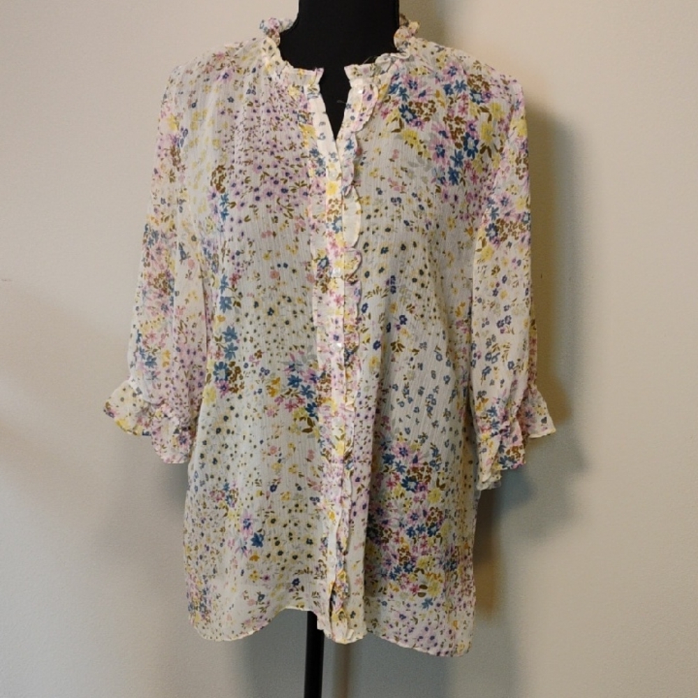 CeCe Multicolor Floral Blouse